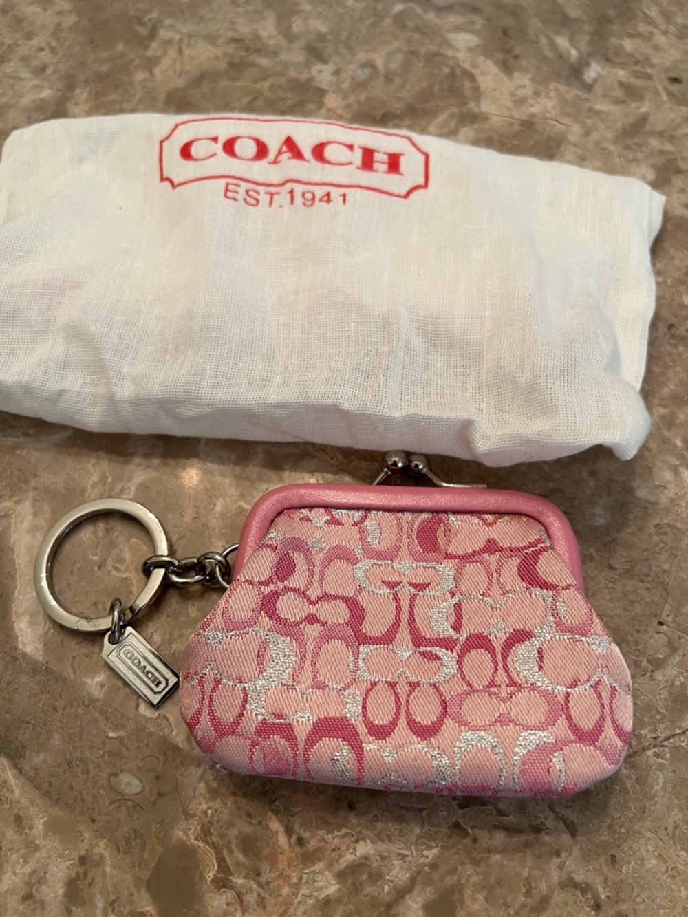 Coach Vintage Ltd. Ed Optic Lurex Mini Pink Signature Kisslock Coin Purse RARE - Picture 11 of 16